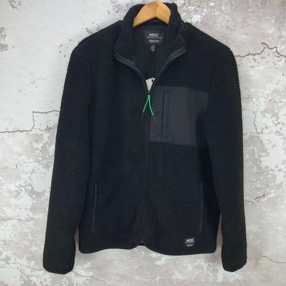 WESC Unisex Teddy Fleece Black Jacket XL NWT - Picture 1 of 10